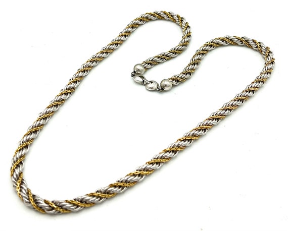 Monet Twisted Silver Gold  chain Necklace    thic… - image 3