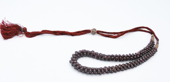 Garnet Bead necklace woven beads Maroon Red  Pyro… - image 3