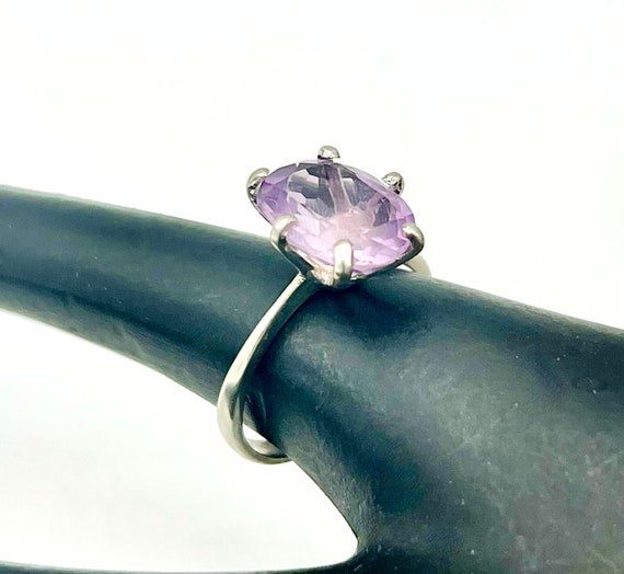 Sterling Silver  Amethyst Ring  solitaire Purple … - image 3