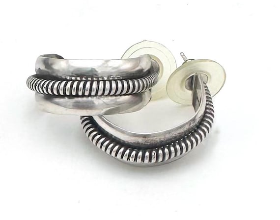 chunky sterling silver  hoop earrings pierced