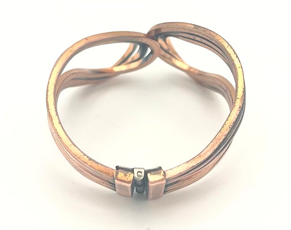 Renoir Copper Bangle  Hinged Bracelet   wide wire… - image 4