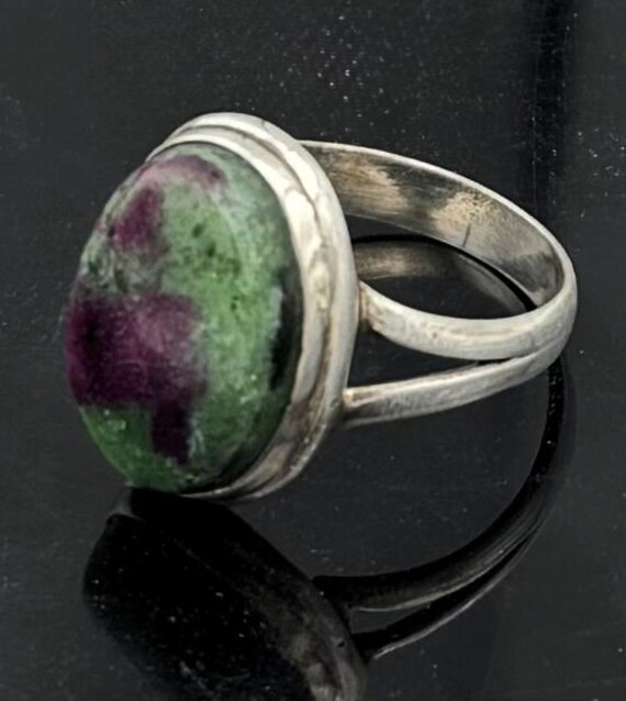 Ruby Zoisite Sterling silver  Ring red green gems… - image 4