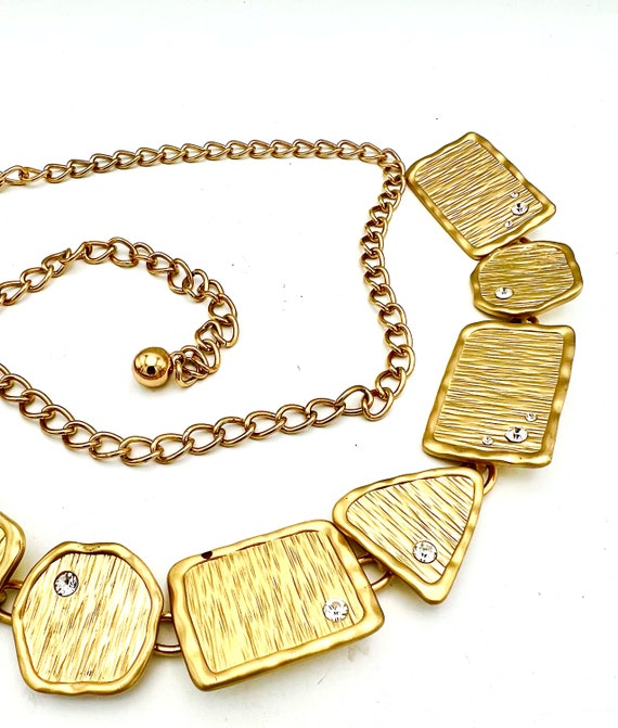 Chico Chunky Gold chain belt geometric gold rhi… - image 5