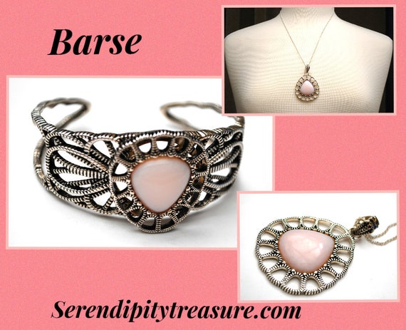 Barse  sterling silver  Cuff Pink Opal  Gemstone … - image 6