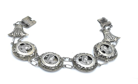 Sterling silver Egyptian  link bracelet  pharaohs… - image 3