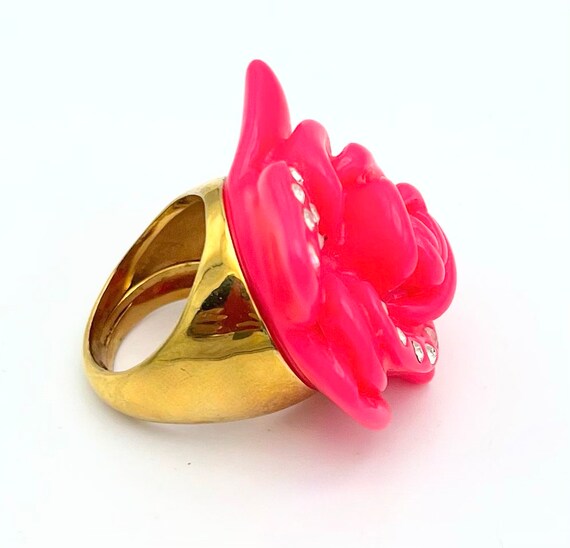 Juicy Couture flower ring pink  plastic clear rhi… - image 10