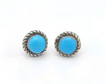 Sterling Silver Sleeping Turquoise Stud Earrings  Blue gemstone  southwestern  Native American Old Pawn small studs earring