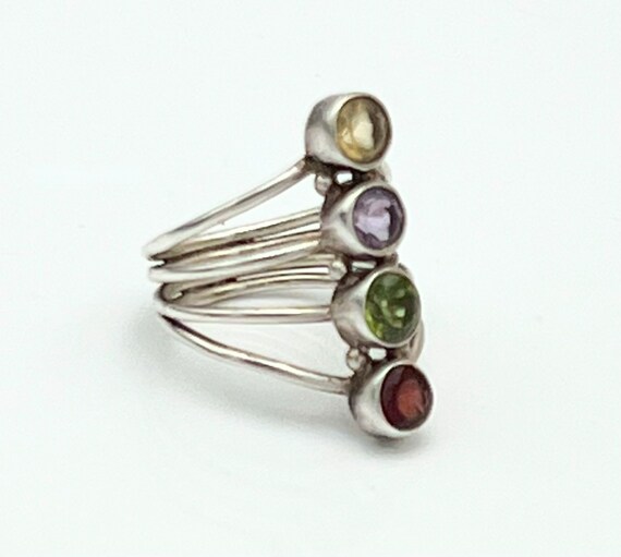 Multi gemstone ring  Sterling silver  Amethyst ci… - image 3