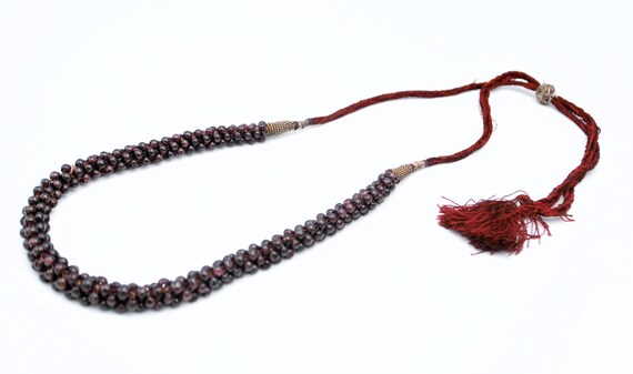 Garnet Bead necklace woven beads Maroon Red  Pyro… - image 4