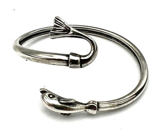 Small Dolphin Sterling Cuff Bracelet fish bangle child size