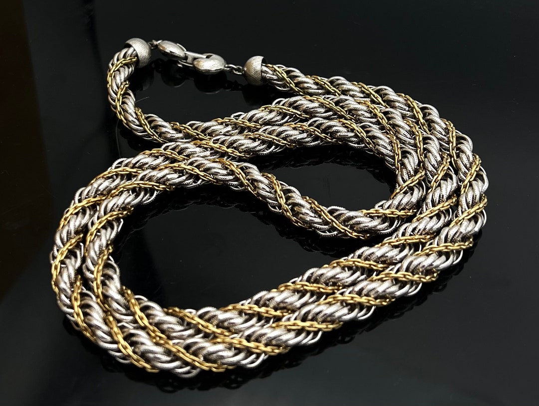 Twisted Silver Gold Chain Necklace Thick Chunky Twisted Chains 30