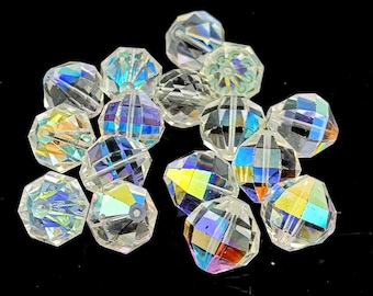 Large Vintage AB Swarovski i beads 14 mm supply jewelry making facet cut Art #371 destash