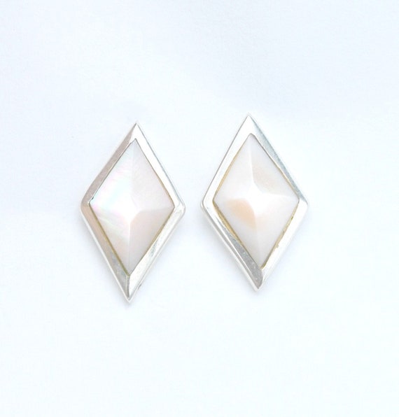 sterling Silver  shell inlay earrings Pink shell  