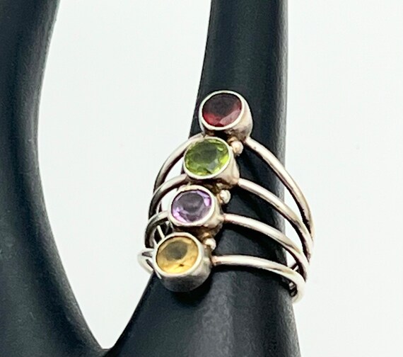 Multi gemstone ring  Sterling silver  Amethyst ci… - image 7