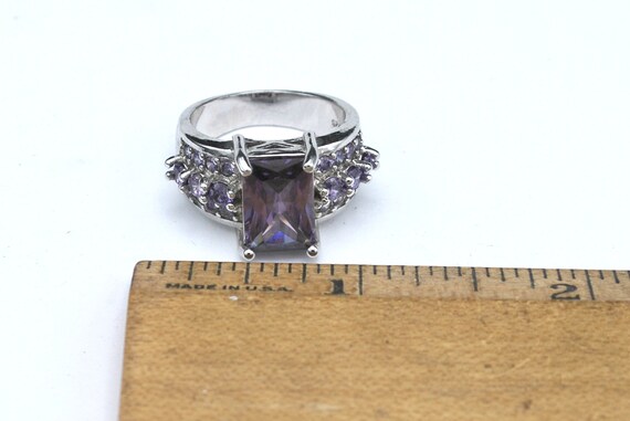 Sterling Silver  Amethyst Ring emerald cut  Purpl… - image 7