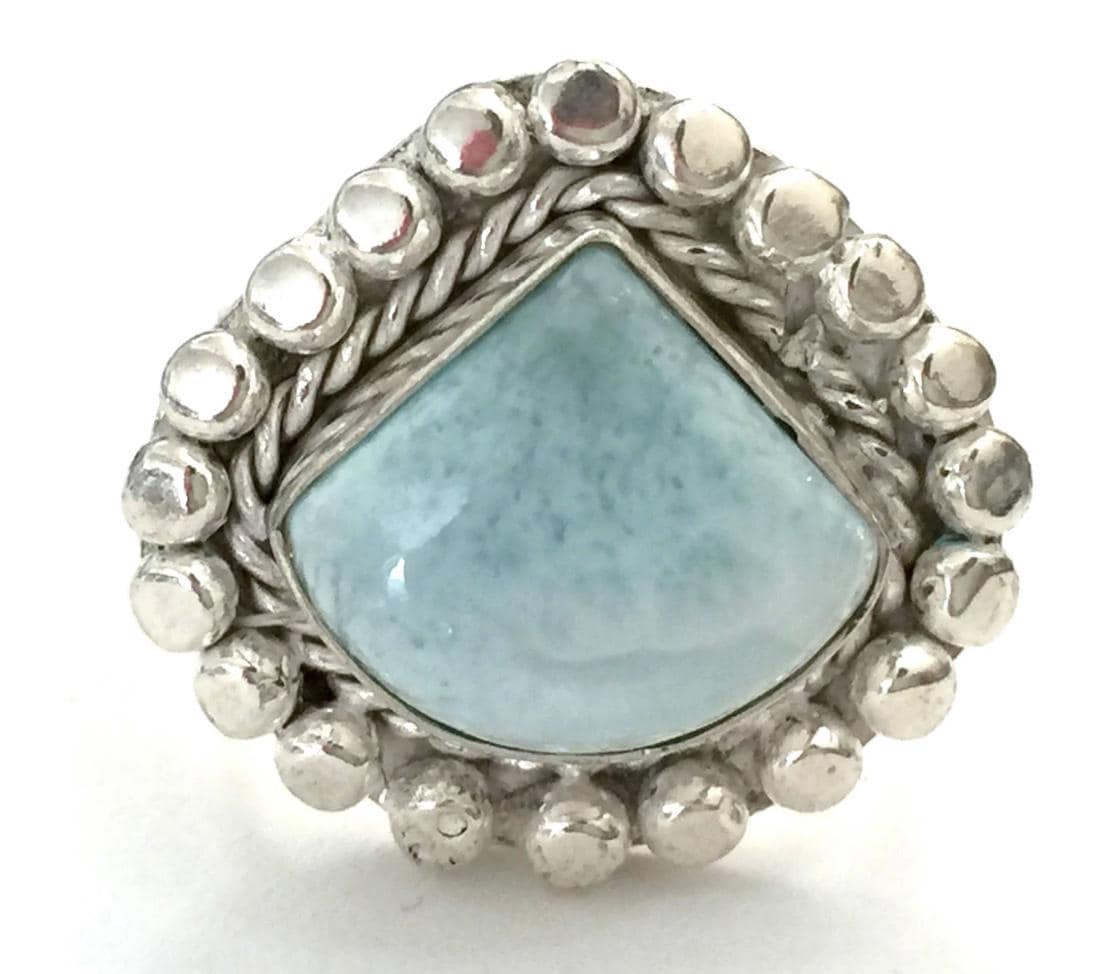 larimarbrace.ymさん8-12-3 Buy Larimar and White Zircon Ring in Rhodium Over Sterling Silver