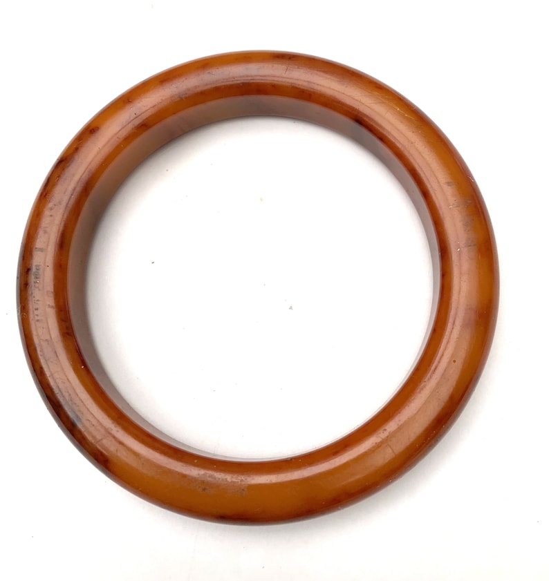 Vintage brown Marble Bakelite Bangle afbeelding 1