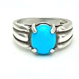 Turquoise  Sterling silver  Ring size 6 1/2   blue  sleeping beauty gemstone   Southwestern  ring