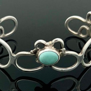 turquoise sterling cuff bracelet Southwestern silver filigree blue Gemstone Bangle