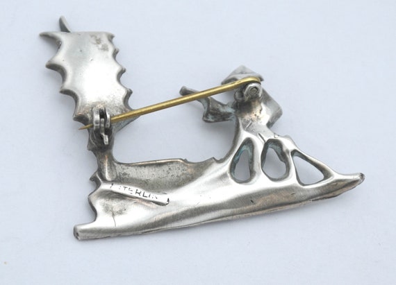 Sterling Silver  Asian boat Brooch  chinese orien… - image 2