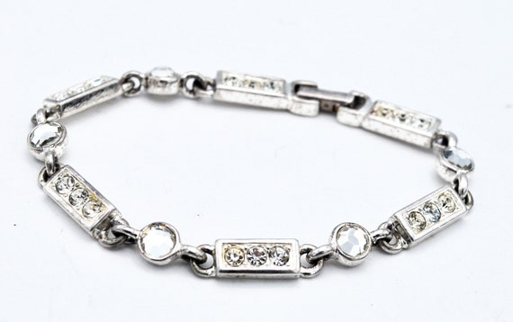 Napier rhinestone link bracelet   clear crystal s… - image 2
