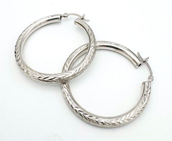 Large  Sterling Hoop Earrings hollow silver hoops… - image 3