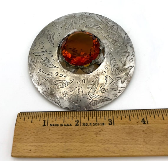 Statement 4 inch Brooch Large Pin Orange crystal … - image 3