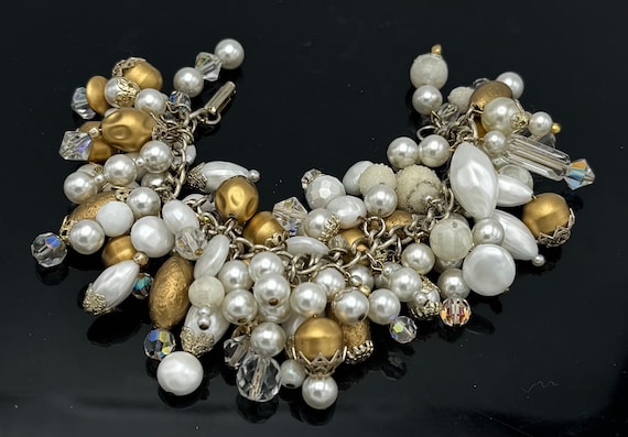 Pearl Chrystal   dangle link  Bracelet  cha cha b… - image 1