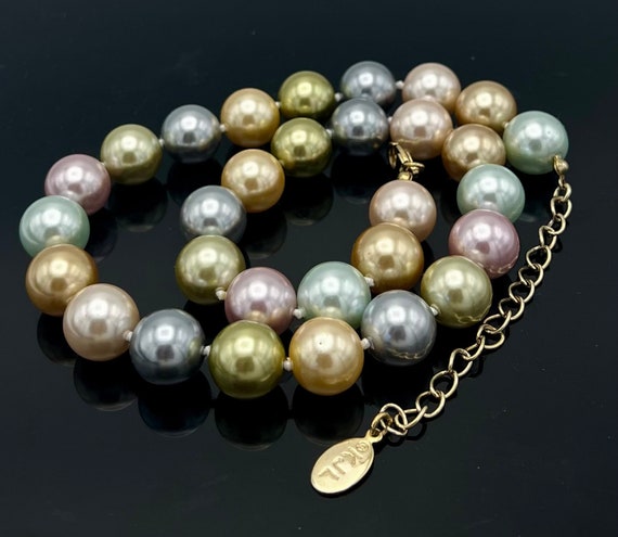 Kenneth Jay Lane  pearl necklace  Signed KJL past… - image 1
