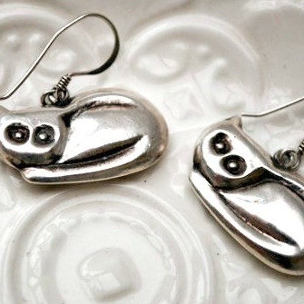 Vintage Sterling Silver Cat earrings