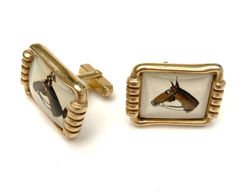 Horse Cuff Links Tie Clip Signed Anson Vintage Men Cufflinks Etsy