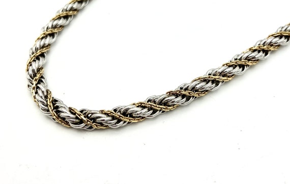 Monet Twisted Silver Gold  chain Necklace    thic… - image 4