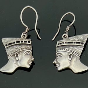 Sterling silver Earrings  Egyptian Pharaoh  dangle  pierced earring Egyptian Revival