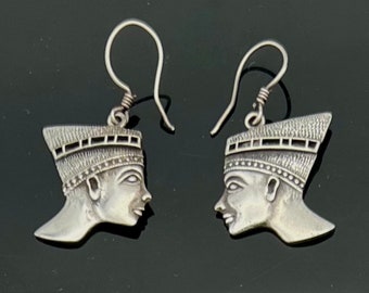 Sterling silver Earrings  Egyptian Pharaoh  dangle  pierced earring Egyptian Revival