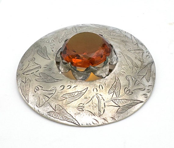 Statement 4 inch Brooch Large Pin Orange crystal … - image 7