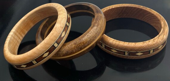 Boho  wood Bracelets  Dark and light Brown wood  … - image 3