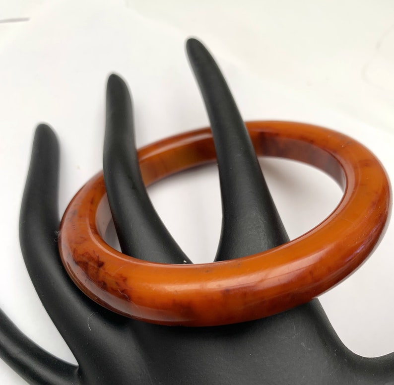 Vintage brown Marble Bakelite Bangle afbeelding 2