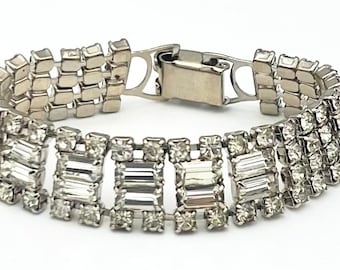 Rhinestone Bracelet Clear Crystal silver Tennis Bracelet wedding bride
