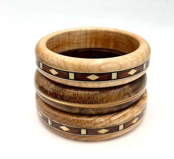 Boho  wood Bracelets  Dark and light Brown wood  … - image 2