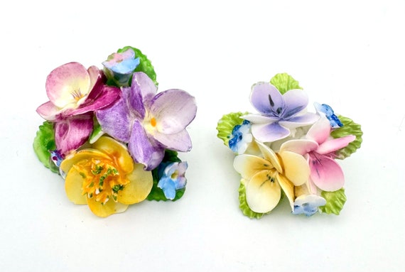 two fine bone china Flower Brooch yellow  Pink Bl… - image 5