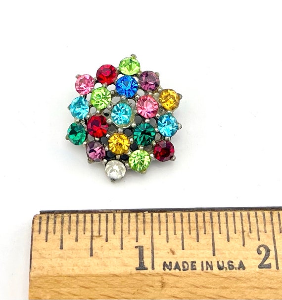 Rhinestone Brooch  rainbow colorful crystal  Pot … - image 4