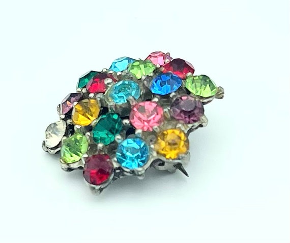 Rhinestone Brooch  rainbow colorful crystal  Pot … - image 2