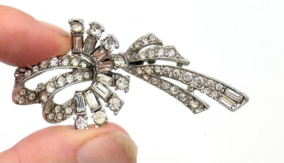 Rhinestone Brooch Atomic Pin Clear Ice Rhinestone