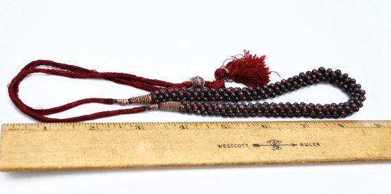 Garnet Bead necklace woven beads Maroon Red  Pyro… - image 5