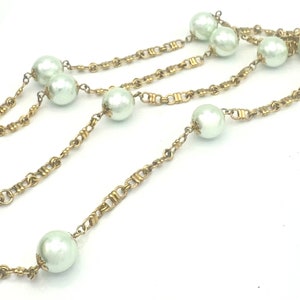 Kenneth Jay Lane  pearl necklace  Signed KJL pastel grey cream green and purple metallic  knotted bead necklace