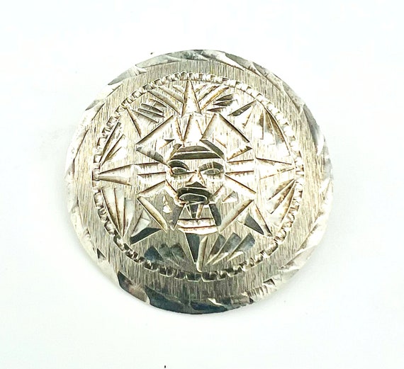 Mexico Sterling Tribal face Brooch  pendant eagle… - image 2