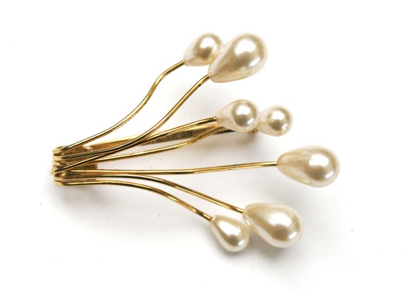 Napier Pearl  Brooch  Signed Napier white simulat… - image 1