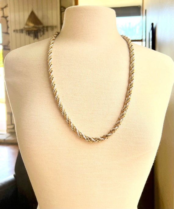 Monet Twisted Silver Gold  chain Necklace    thic… - image 5