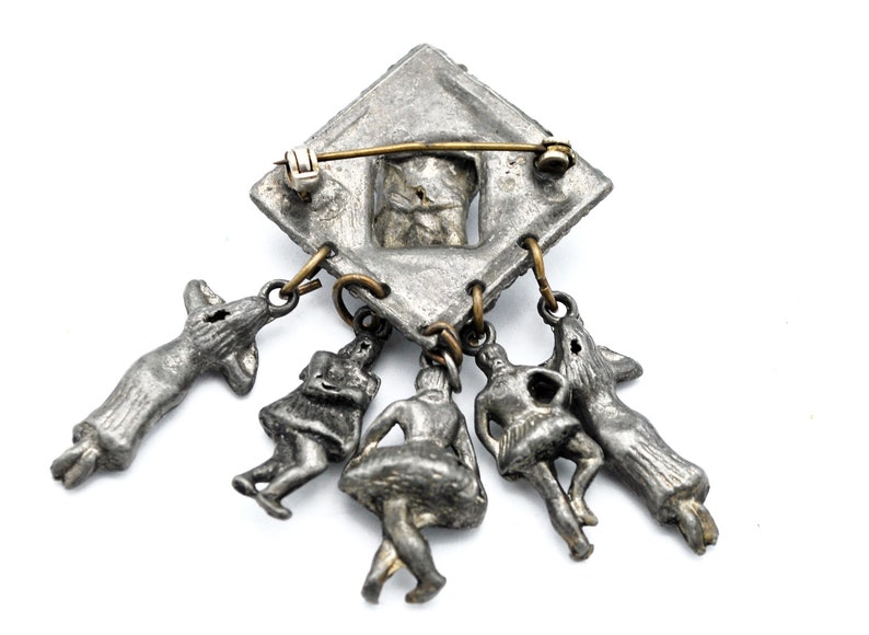 Dangle Dancer Brooch Dark grey gun metal mand women dancer dangling dancy ladies figurine Dancing pin