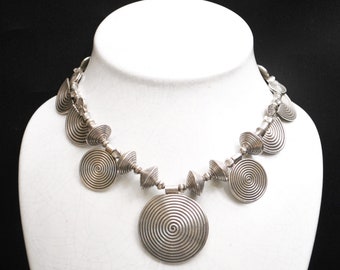 Thai Karen Hill Tribe Sterling Silver Necklace Tribal  Beads  chunky heavy 143  grams  tribal statement necklace